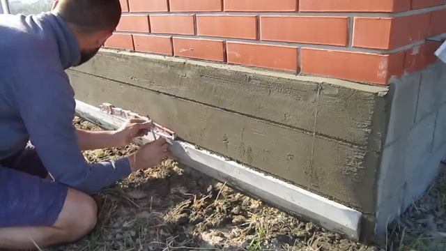 Brick finish/Дешево и сердито. Отделка цоколя цементным раствором. смотреть онлайн