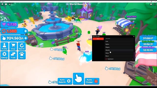 Roblox Rebirth Champions X Script (AutoClick, AutoHatch Eggs) смотреть онлайн