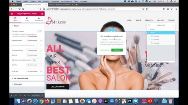 Сайт для салона красоты на WordPress с Elementor и TemplateMonster