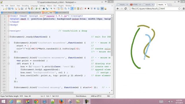 HTML5 Basic Touch Events with Multiple Fingers смотреть онлайн