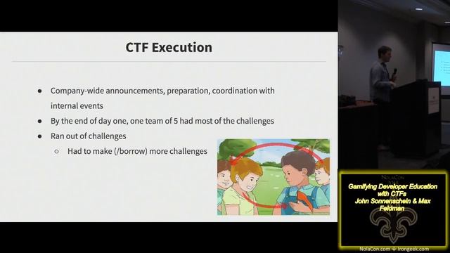 NolaCon 2018 115 Gamifying Developer Education with CTFs John Sonnenschein Max Feldman смотреть онлайн
