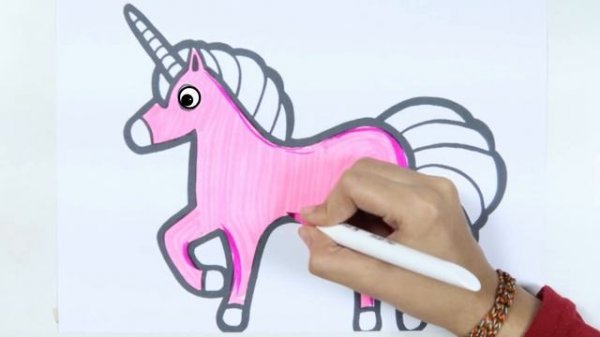 Unicorn Drawing for kids & toddlers, Standing Magic Unicorn | Learn How to Draw Unicorn with colors