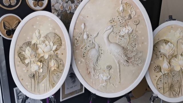 Картина триптих с цаплями и кувшинками "Нежная любовь" смотреть онлайн