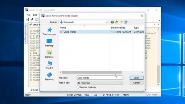 SecureCRT Keyword Highlighting: Importing an INI File