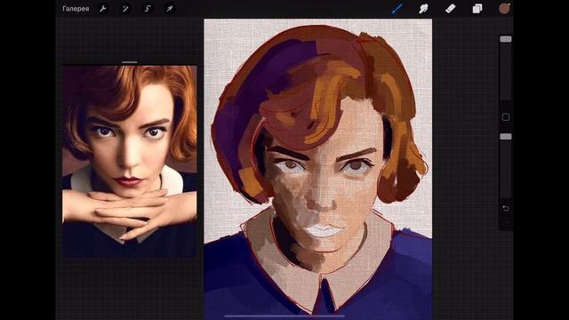 Иллюстрация Аня Тейлор Джой в Procreate | Эффект холста в procreate смотреть онлайн