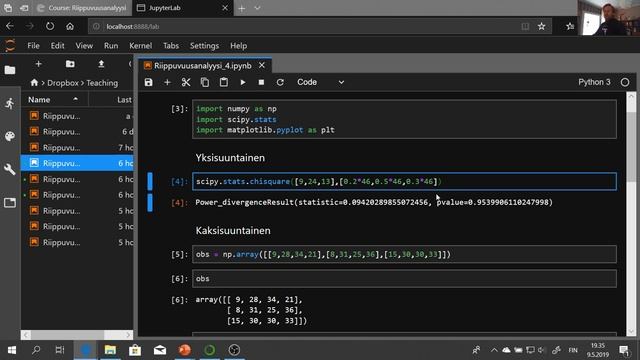 Python opas - tilastotiede - Chi2-homogeenisuustesti смотреть онлайн