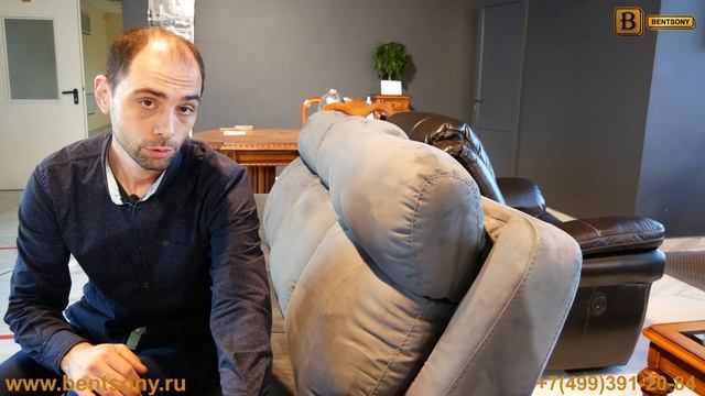 Диван Каминаро с электрореклайнерами и подъемными подголовниками в видео обзоре от Бенцони смотреть онлайн