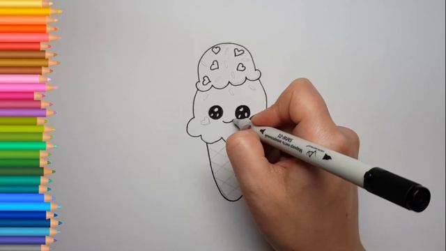 Как нарисовать красивое Мороженое с глазками легко смотреть онлайн