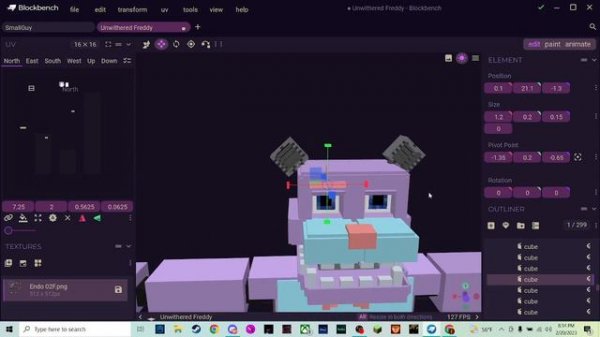 Modeling Unwithered Freddy in Blockbench