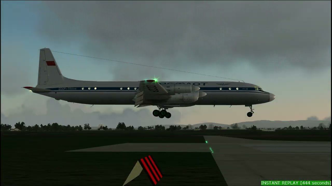 Ил-18В посадка - Il-18V landing. Flight Simulator 2004 смотреть онлайн