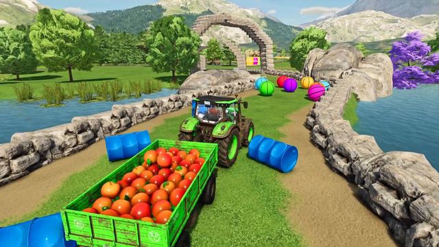 JOHN DEERE Vs CASE Vs ZETOR Vs LANDINI TRACTORS BATTLE WITH ORANGES - Farming Simulator 22