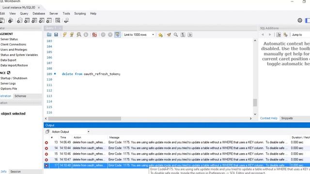 Error Code: 1175. You are using safe update mode and you tried to update a table without a WHERE... смотреть онлайн