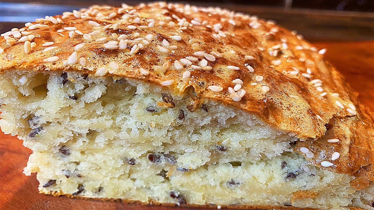 Хлеб домашний на КЕФИРЕ без дрожжей, без замеса теста, за 30 минут!! смотреть онлайн