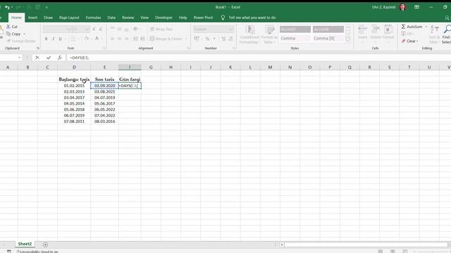DAYS function in Excel - İki tarix arasındakı gün fərqi смотреть онлайн