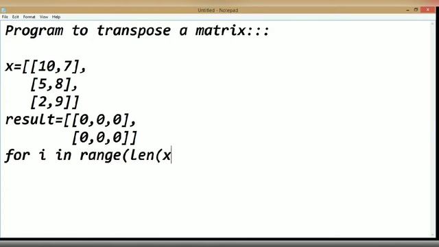 Python Tutorial | Program for Transpose matrix смотреть онлайн