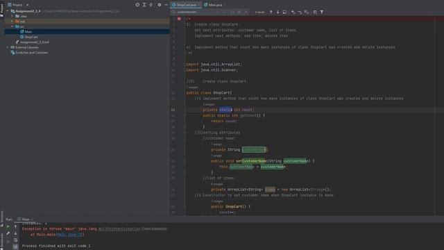 JAVA assignment || Create class ShopCart. Set attributes, implement methods (method manipulation) смотреть онлайн