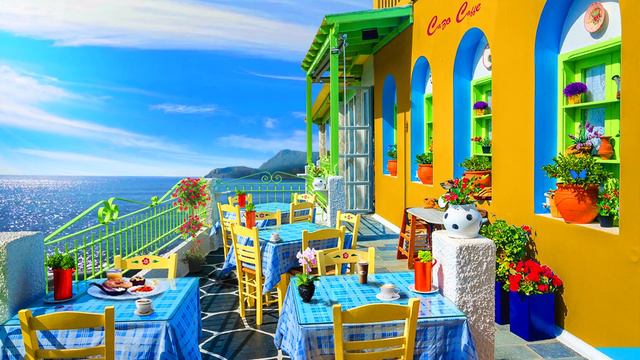 Hawaiian Sunset Cafe Ambience With Relaxing Hawaiian Guitar Music & Crashing Waves Sounds