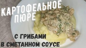 Картофельное пюре с грибами в сметанном соусе.