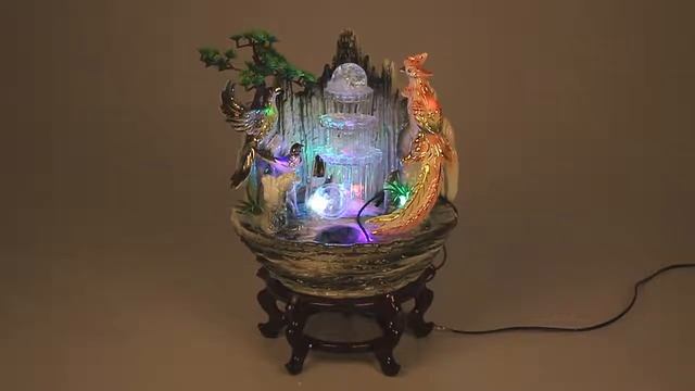 Настольный декоративный фонтан "Жар-птица" с подсветкой и увлажнителем воздуха смотреть онлайн