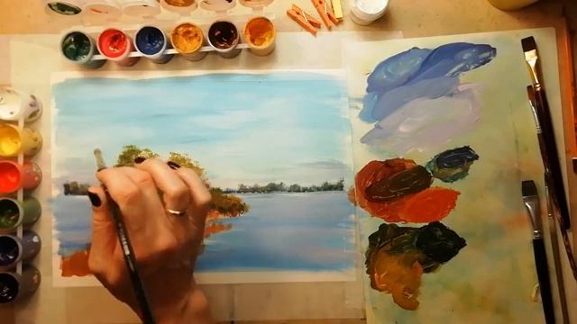 Как нарисовать Осенний остров Пейзаж гуашью #МарияУсович #MariUsovichRuArt смотреть онлайн