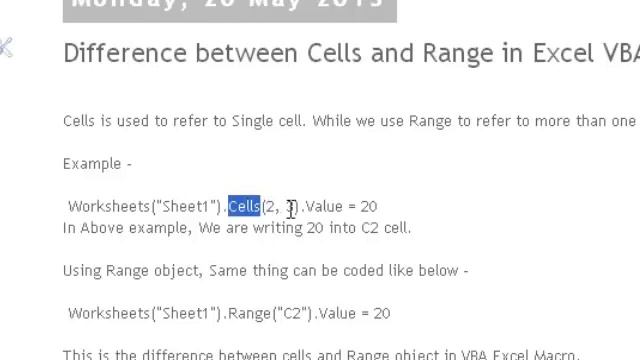 Difference between Cells and Range in Excel VBA Macro смотреть онлайн