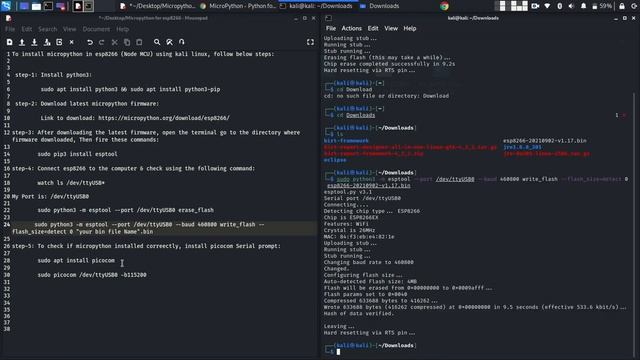 MicroPython installation in esp8266 using kali linux | Node MCU смотреть онлайн