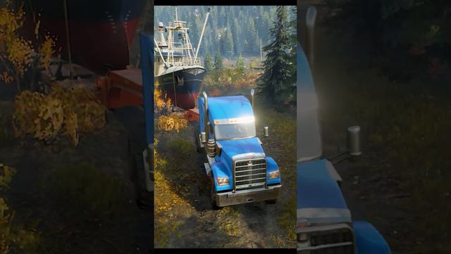 Kenworth W990 | Transporting a fishing boat | Snowrunner смотреть онлайн