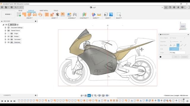 Bike modelling tutorial in Fusion 360 / Step by step bike design / Yamaha bike modelling смотреть онлайн