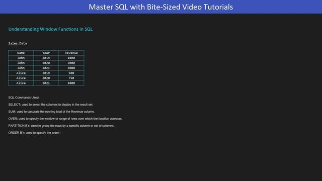How to use Window Functions in SQL | Short Videos | Master SQL with Bite-Sized Video Tutorials смотреть онлайн