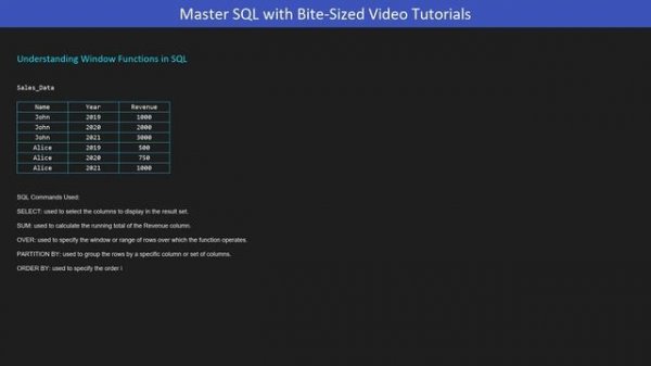 How to use Window Functions in SQL | Short Videos | Master SQL with Bite-Sized Video Tutorials
