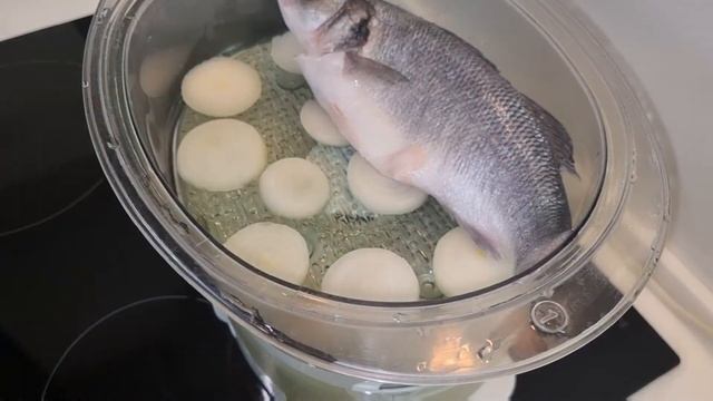 Вкусный ужин?Сибас с овощами на пару?ПП смотреть онлайн