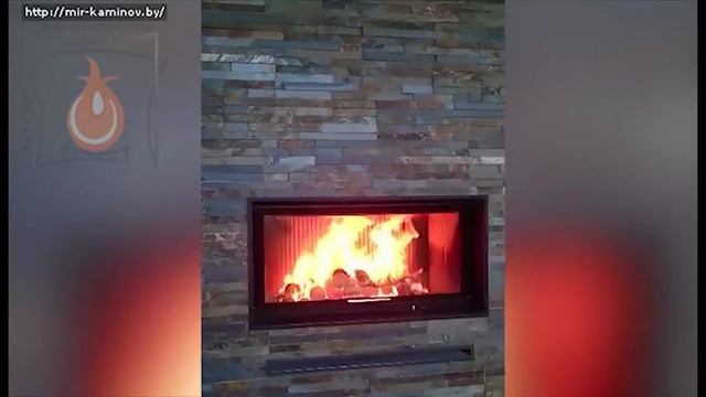 Горение камина с топкой Hoxter 89\45 Wh+ с водным контуром.