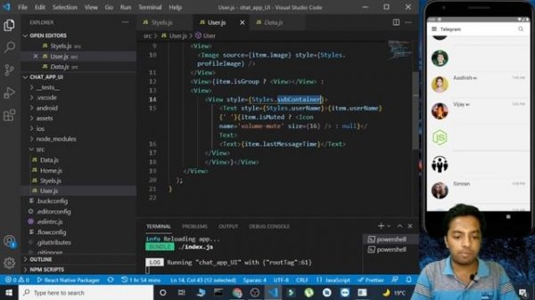 Telegram Clone UI using React Native Part-II || Chat App UI || React Native Projects