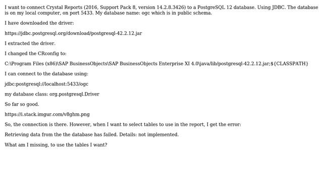 DevOps & SysAdmins: connect Crystal Reports with JDBC to PostgreSQL смотреть онлайн