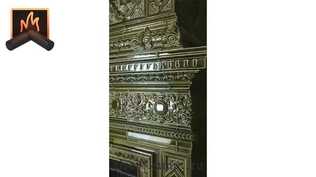 Зеленая отопительная печь в изразцах и с дровяной топкой Астов ПС 8063 - русские традиции Стройками