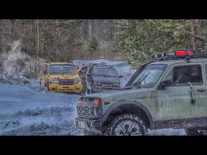 На что способны Нивы, Уазы, Тойота по глубокому снегу. Кто доедет до конца