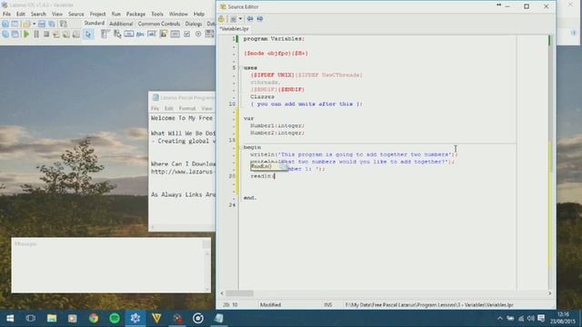 Lazarus Pascal Programming Tutorials | Tutorial 3 - Variables смотреть онлайн