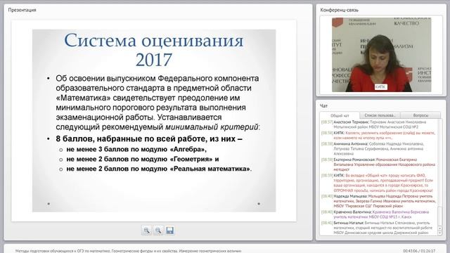 Методы подготовки обучающихся к ОГЭ по математике Геометрические фигуры и их свойства Изм смотреть онлайн