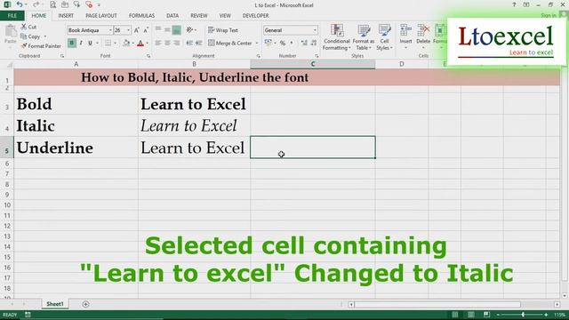 How to Bold, Italic, Underline the font or text or word in cell in excel смотреть онлайн