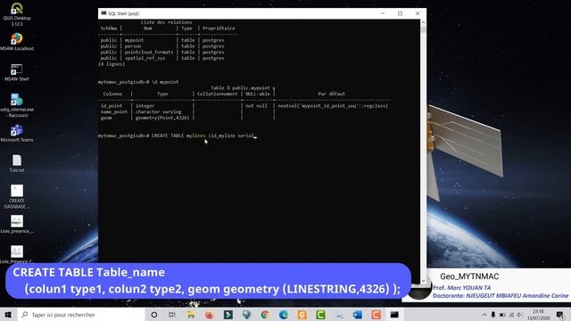 [Geo_MYTNMAC] PSQL (13) Ajout d’une table spatiale de geometrie Point, Ligne, Polygone via SQL SHEL смотреть онлайн