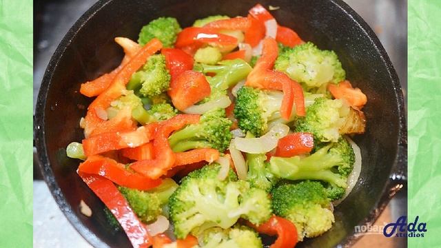 Фриттата с брокколи и сладким перцем Рецепт, пошаговый, как приготовить, видеорецепт смотреть онлайн