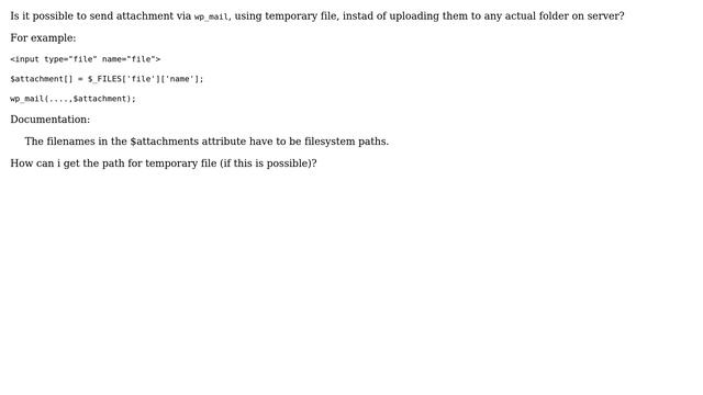 Wordpress: Send attachments via wp_mail from temporary folder смотреть онлайн