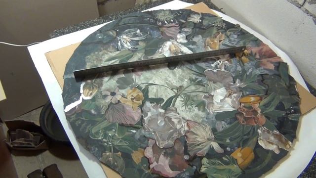 Флорентийская мозаика. Проверка ровности панно после итоговой склейки всех фрагментов. смотреть онлайн