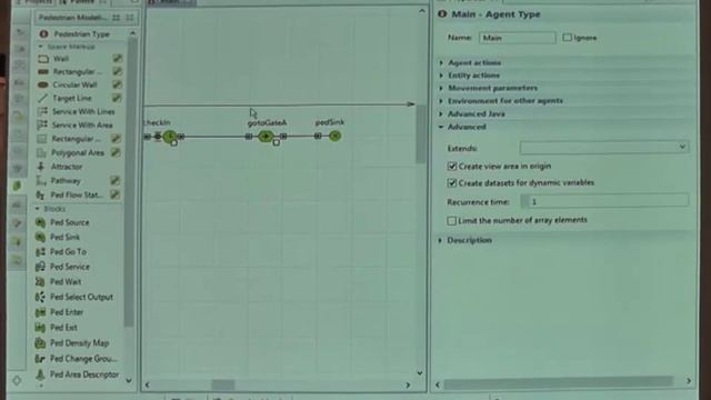 AnyLogic 7 Pedestrian Multimethod Simulation Model Demo