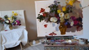 Осенние цветы. Живопись маслом.