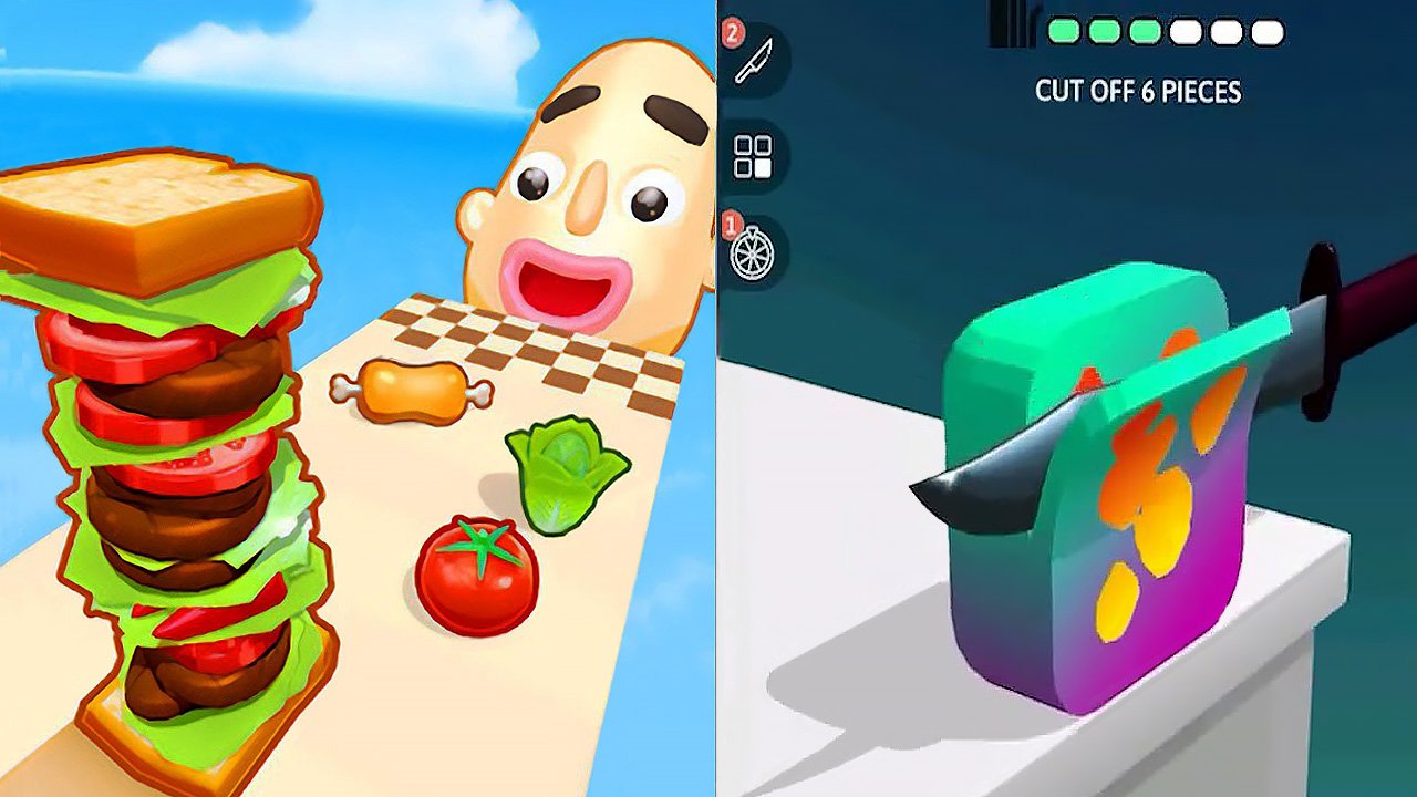 Мобильные игры Layers Roll и Sandwich Runner все уровни прохождение и геймплей смотреть онлайн