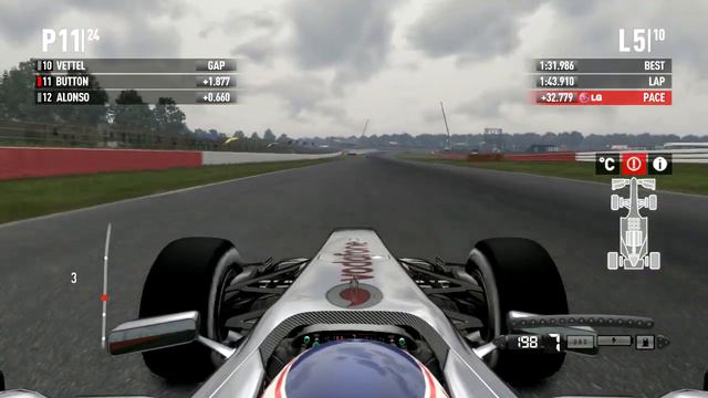 F1 2011 - Great Britain, Silverstone - 20% Race (F1 2011 HD Gameplay/Commentary) смотреть онлайн