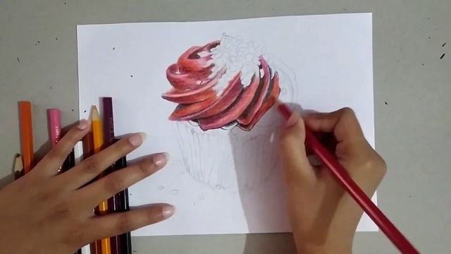 Cup cake sketch || Using pencil colors смотреть онлайн