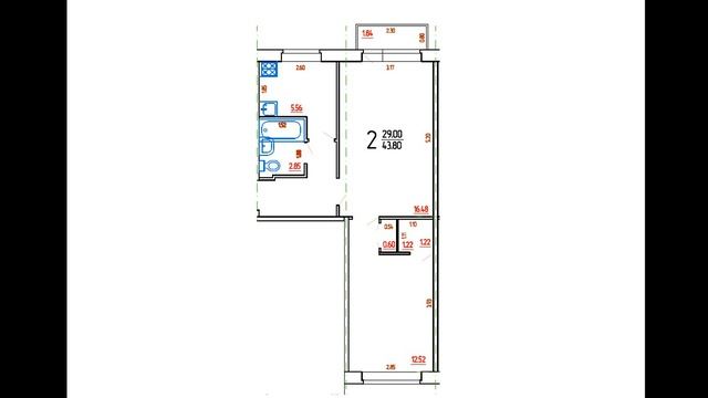 2-комнатная квартира, серия 1-468, хрущевка, распашонка, линейная, план с точными размерами стен. смотреть онлайн