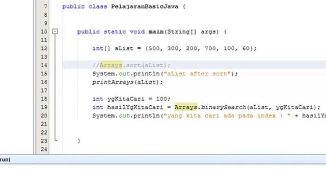 Basic Java 23 pelajaran Arrays search dg method sendiri dan dg binarySearch() смотреть онлайн